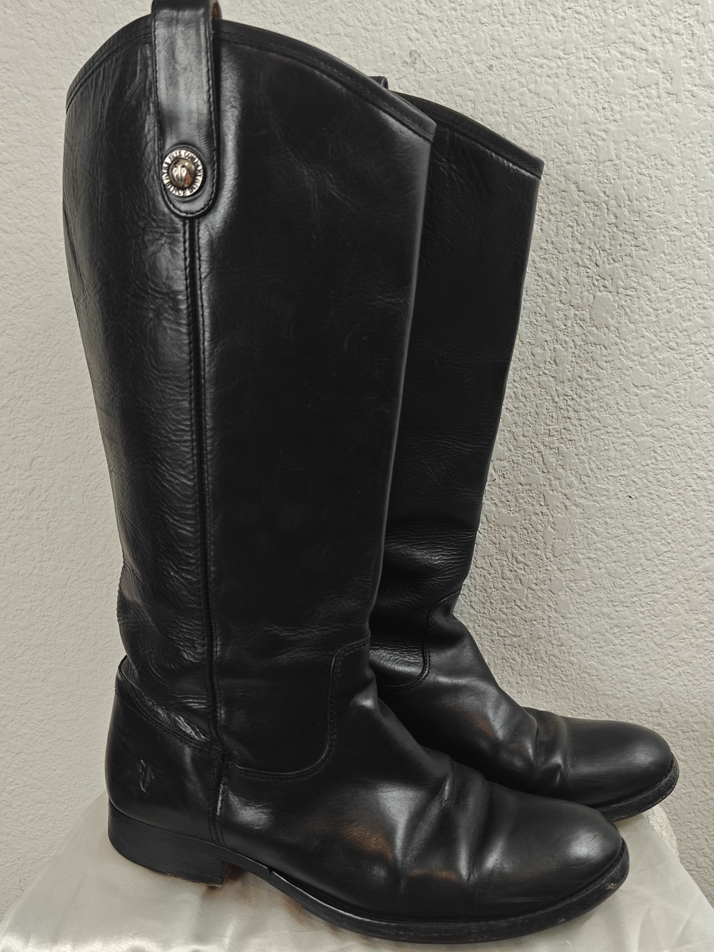 Frye Melissa Button Tall Riding Boots Black Leather Equestrian Classic Size 9B